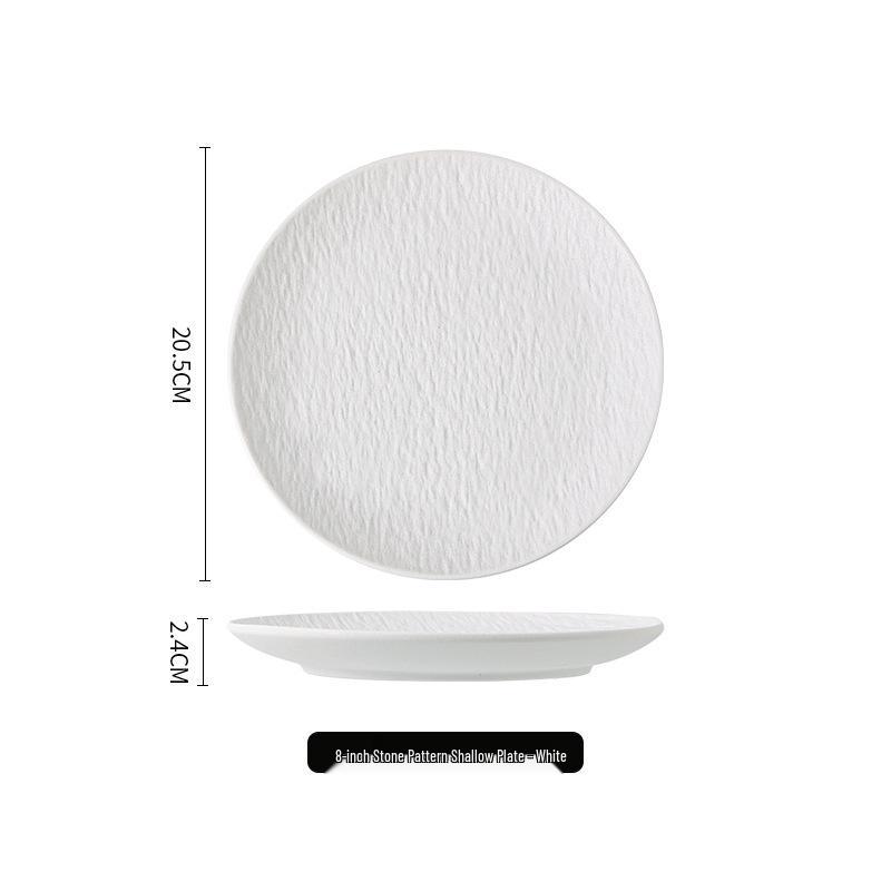 Premium Ceramic Stone-Pattern Plate Set: Frosted Steak, Salad, and Fruit Plates for Elegant Dining