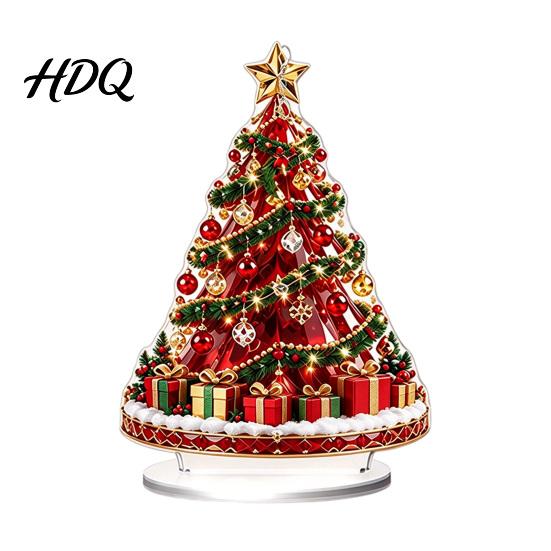 Holiday Ornaments Decorative 2D Flat Christmas Tabletop Centerpiece Acrylic Carousels/Ferris Wheel/Tree Table Bedroom Garden Window Ornament