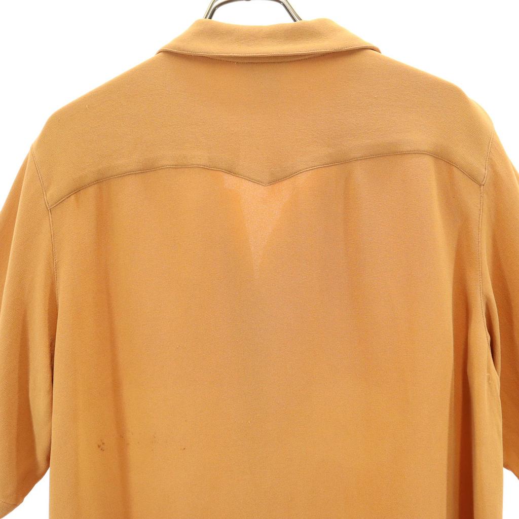 HERMES 90s French Silk Old Short sleeve shirt 42 Orange brown Women Used