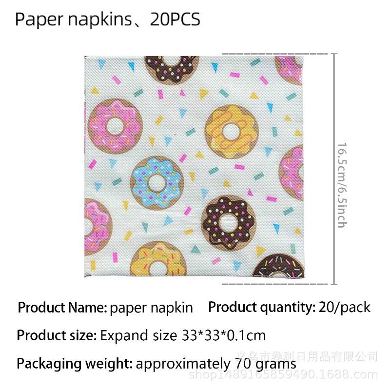 New Donuts Party Supplies Birthday Decorations Cutlery Paper Plates Tissue Tablecloths Banners Party Supplies