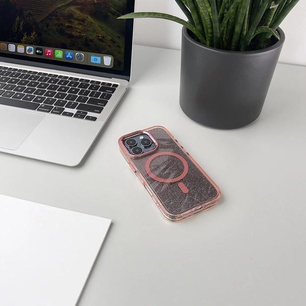 Etui Brokatowe Plecki Na Samsung Galaxy A26 5G Glitter Case MagSafe - Różowe