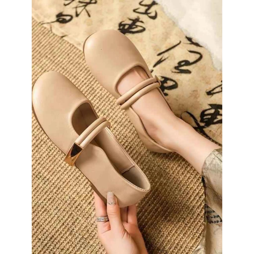 Gentle flat-soled single shoes women's summer and autumn new one-word belt Mary Jane soft sole