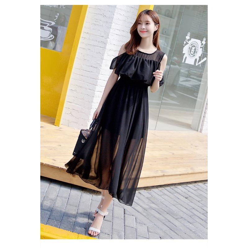 YYFS Women's Fashion Summer Spring Solid Color Print Short Sleeve O-Neck High Waist Casual Dresses