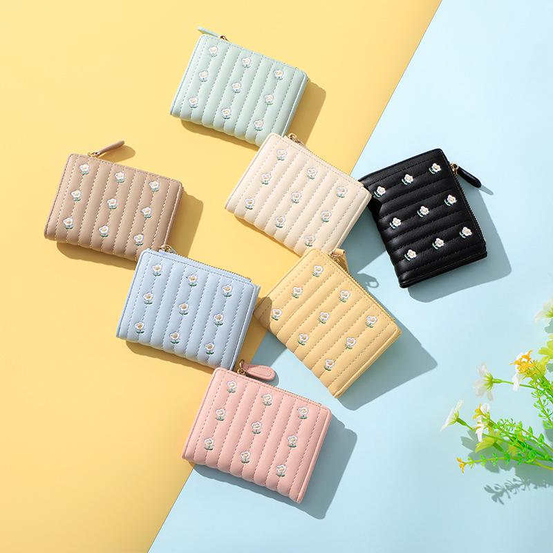 Women's Floral Zipper Card Holder & Coin Purse – Short and Simple Design for Summer