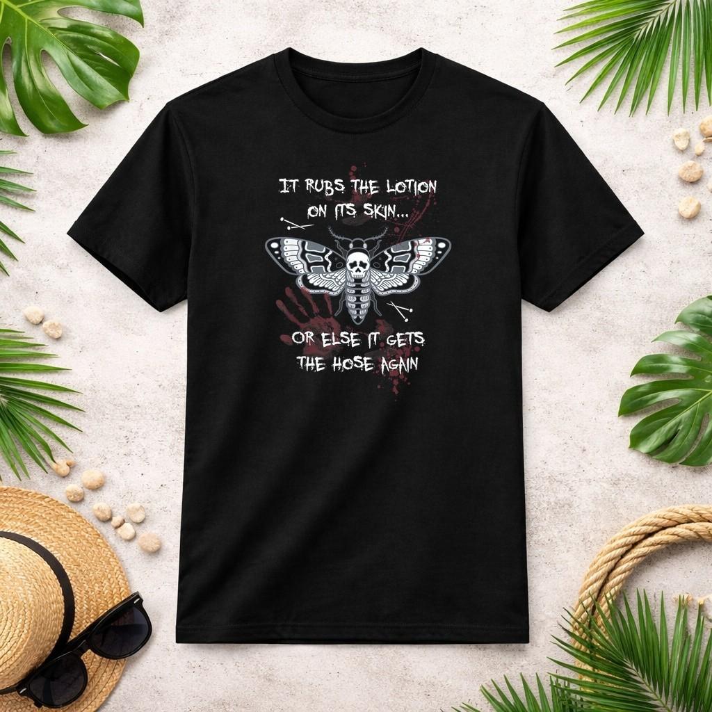 Gothic Horror Deaths Head Moth Slogan T-Shirt XXL
