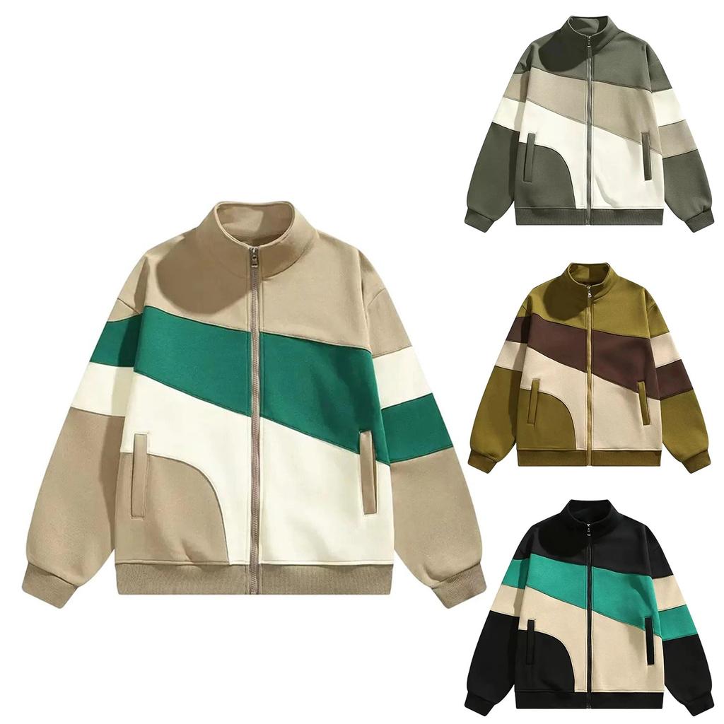 Loose Casual Comfortable Hoodie Men Fashion Trend Jacket Retro Sports Standing Collar Jacket