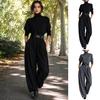 Women Casual Matching Set Women's 2 Piece Set, High Neck Long Sleeve Top And Breathable Clothing Wide Leg Pants Sets, Dressy Business Office