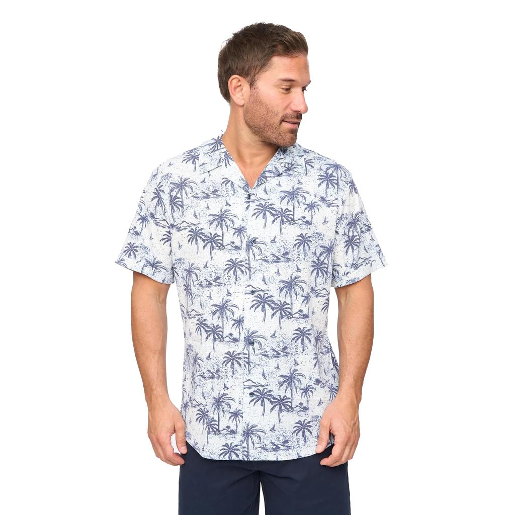 Bewley & Ritch Mens Arecas Palm Print Polyester Short-Sleeved Shirt