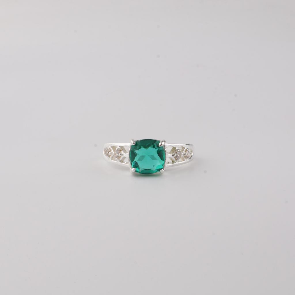 Chrome Diopside Gemstone 925 Sterling Silver Women Jewelry Designer Zircon Ring For Anniversary Gift CZR-15-3