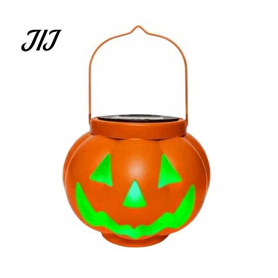 Weather Resistant Patio Lanterns Halloween Pumpkin Solar Lantern, Waterproof Outdoor Hanging Light, Orange Decorative Resin Lamps Spooky Face Lantern