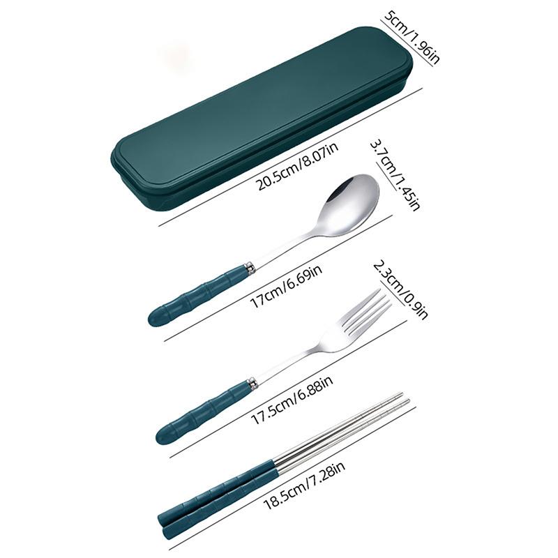 Stainless Steel Portable Cutlery Set Outdoor Camping Fork Spoon And Chopsticks Three-Piece Set