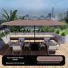 Large Outdoor Cafe & Terrace Sun Umbrella with Three-Head Center Pole