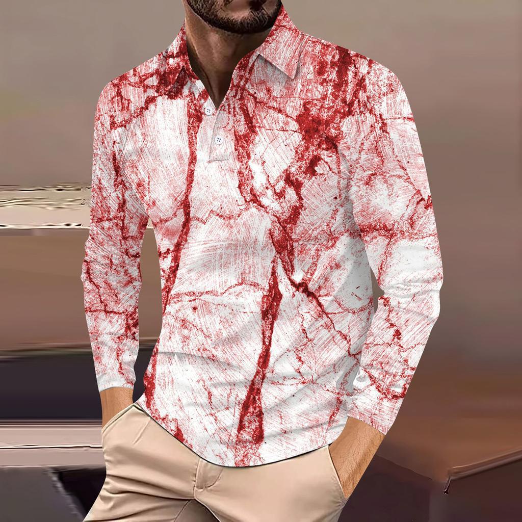 Herren Abstrakt 3D-bedrucktes Lässiges Alltags Langarm Button-Down POLO