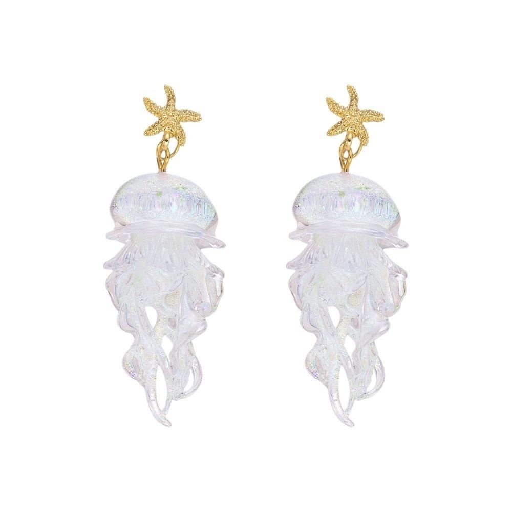 

Creative Ocean Themed Drop Earrings Acrylic Starfish Charm Earrings Jellyfish Dangle Earrings Gift белый
