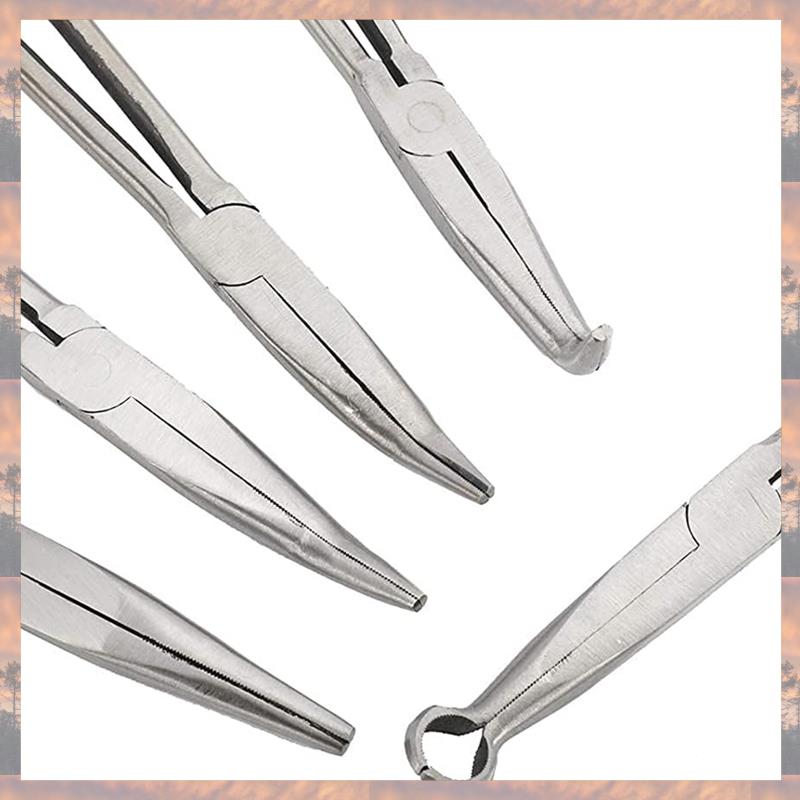 2025 Trend 5PCS Long Needle Nose Pliers Set 25/45/90-Degree Angle, Straight,Curved Pliers,O-Shape Clamp Long Nose Pliers