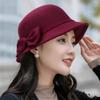 Womens Wool Felt Round Top Bucket Hat New Trendy Autumn Winter Korean Retro British Style Vintage Versatile Elegant Bowler Hats