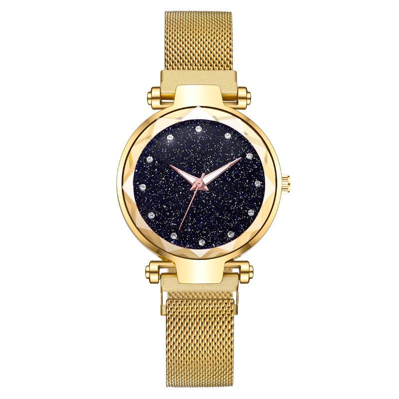 Starry Surface Ladies Watch With Quartz Movement And Metal Strap For Casual Wear And Gift