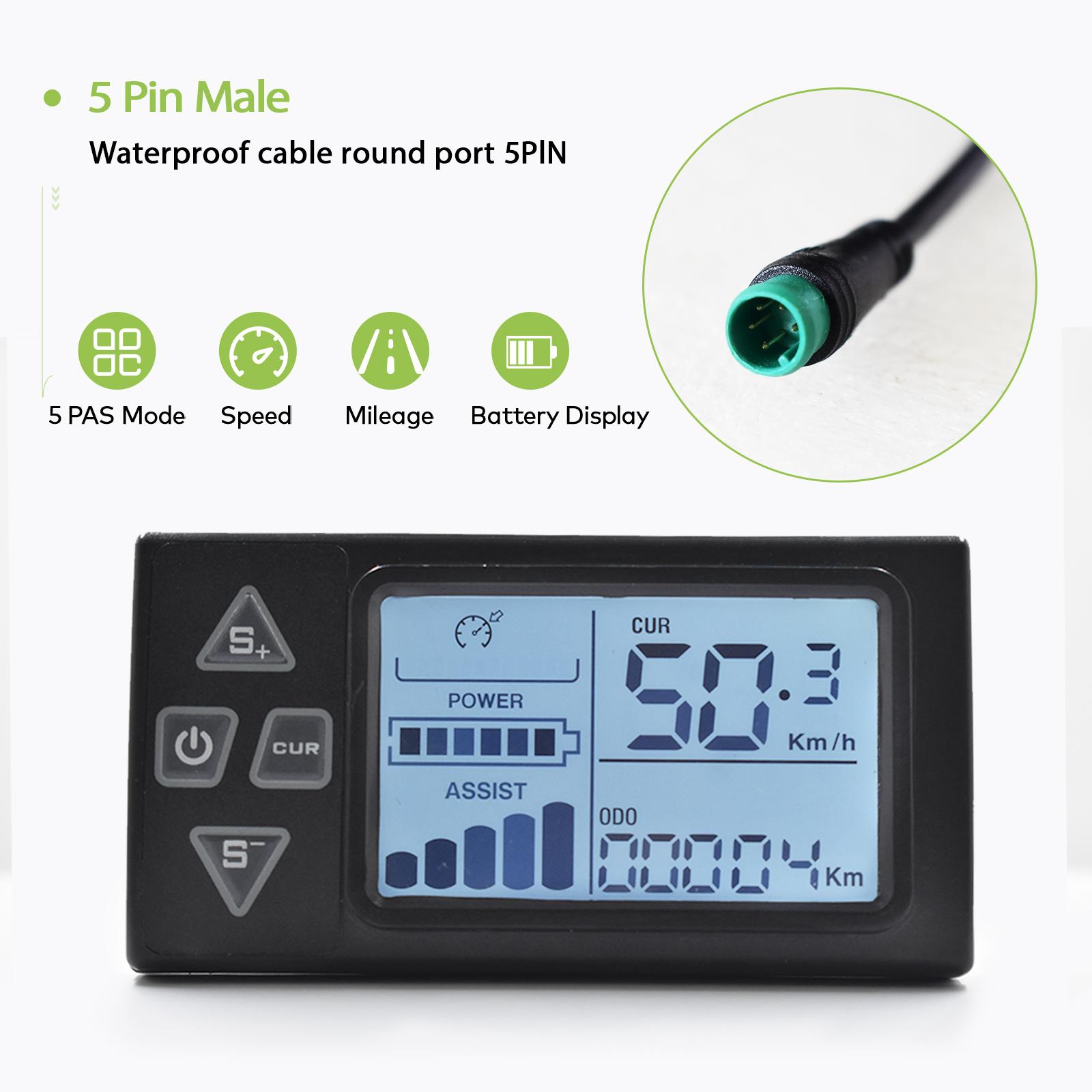 

S861 Mountain Electric Bicycle Assembly Parts Waterproof 24V/36V/48V Wired Bicycle Speedometer Bike Computer Ebike Accessories 5 PIN