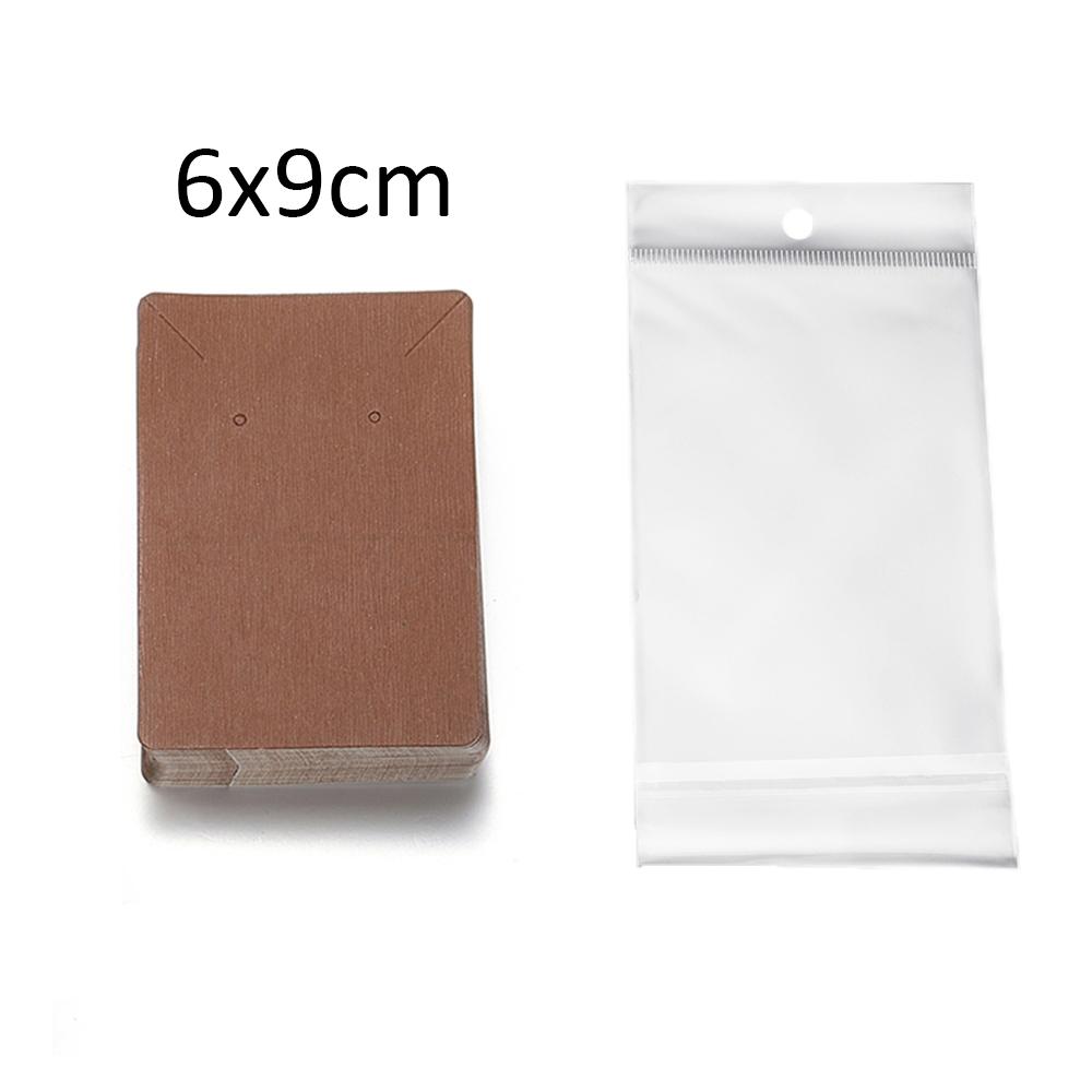 50 Jeux de Cartes pour Boucles d'Oreilles et 50 Pièces de Sacs Cartes d'Exposition pour Colliers Boucles d'Oreilles Sacs Auto-adhésifs Carte en Papier Kraft pour Emballage de Bijoux DIY