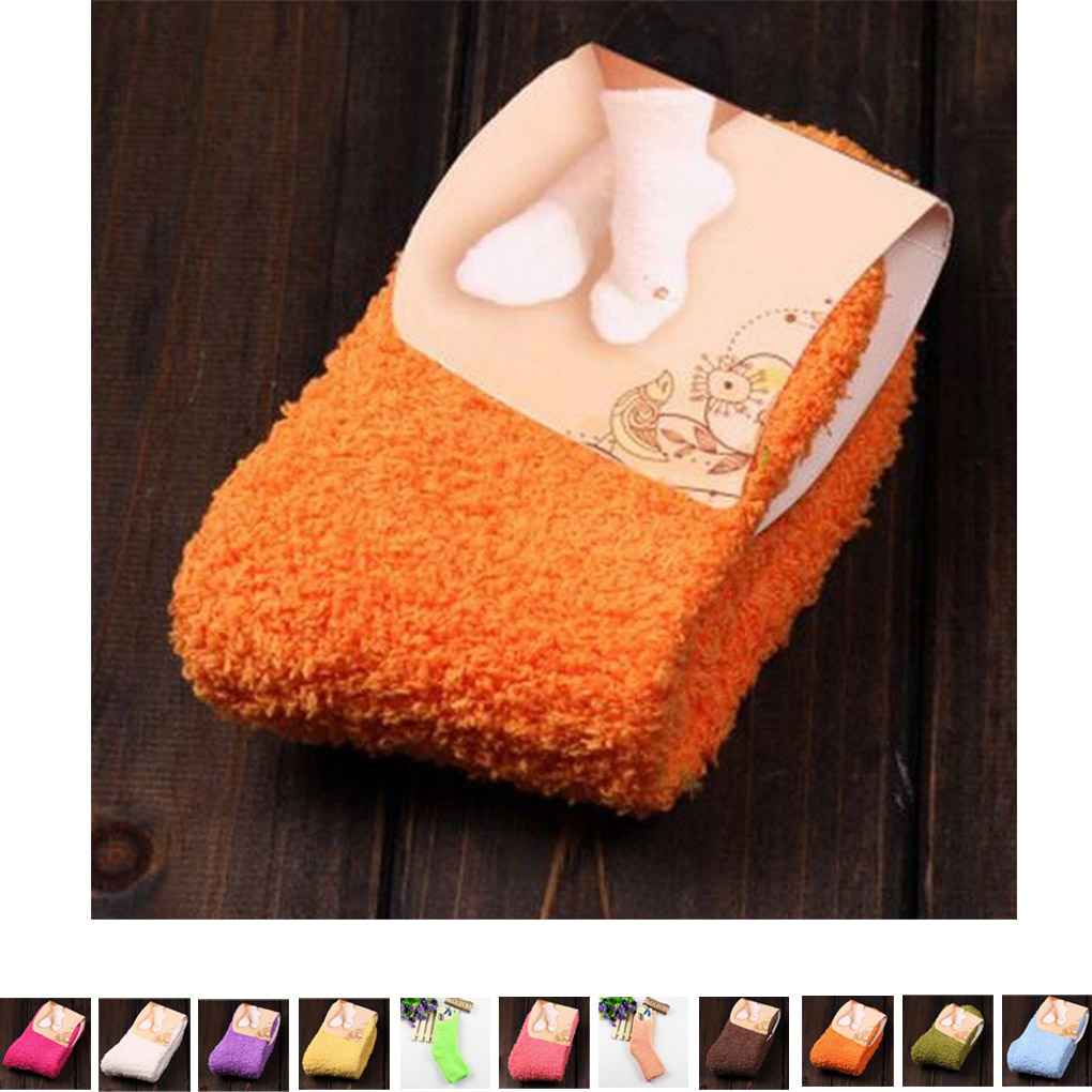 Fashion Casual Home Women Girls Soft Bed Floor Socks Fluffy Warm Pure Color