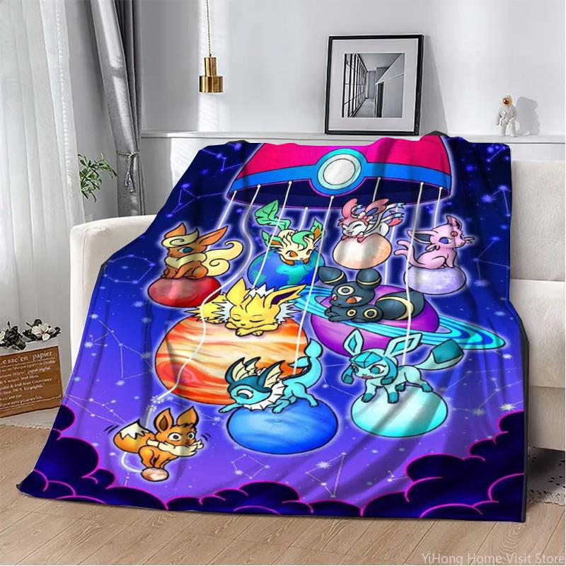 3D Printing Pokemon Anime Cute Cartoon Blanket Fluffy Children and Adults Sofa Plush Bedspread Throw Lunch Blanket for Sofa Bed