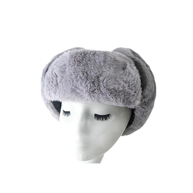 Women's Faux Rabbit Fur Winter Hat with Ear Protection, Cold-Proof, Thickened, Korean Style, Trendy and Warm for Outdoor Cycling.