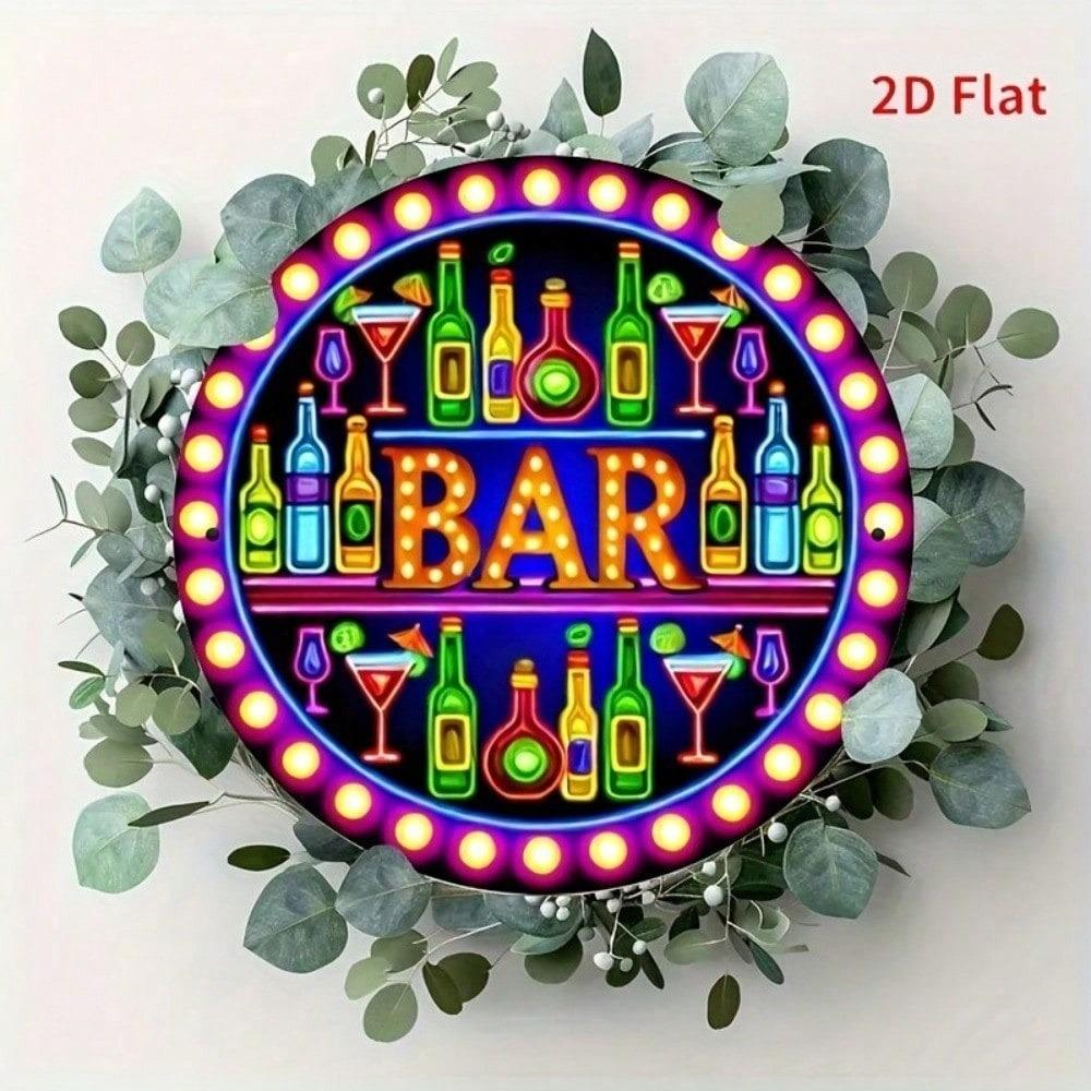 Retro Round Metal Tin Sign Vintage Wall Decor 12 Inch Rustic Art for Home Bar Garage Man Cave