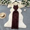 Europäischer und amerikanischer Fan-Nischen-Schleifen-Rückenfreies Neckholder-Strickkleid Damen Dreidimensionale Blume Enganliegender Gestrickter Langer Rock