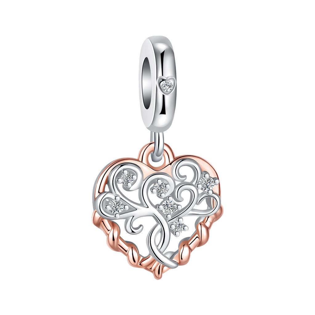 Original Copper Lucky Tree Of Life Charms Heart Beads Safety Chain Pendants Fit Bracelet Necklace Diy Jewelry Gift