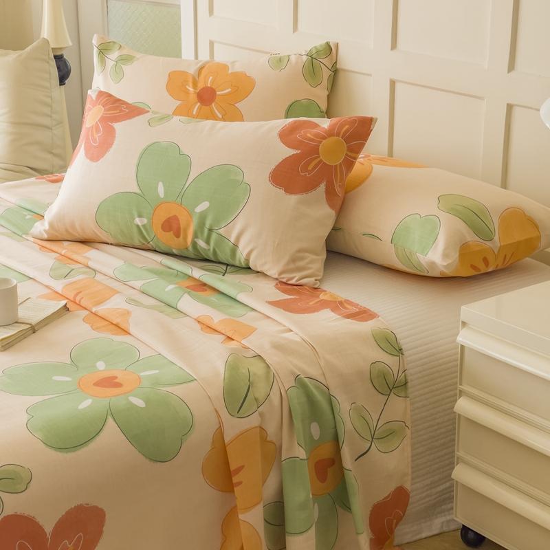 " Cotton Thickened Bed Sheet Plant Flowers Printed Single Double Top King Sheets Pure Cotton Single Size Kids Bed Linen "