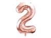 Partydeco Folienballon Zahl 2 86cm Roségold