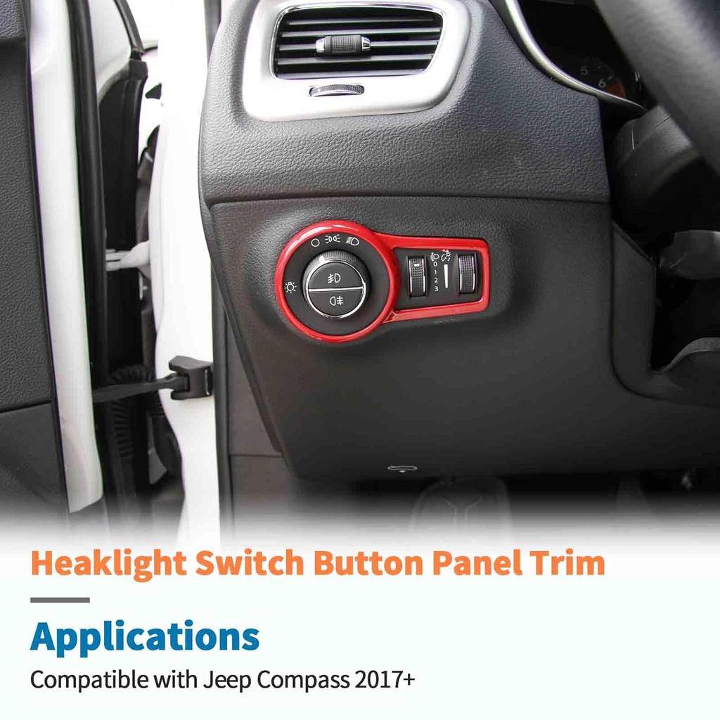 JeCar Headlight Switch Panel Trim Red Interior Accessories for Jeep Compass 2017-2020