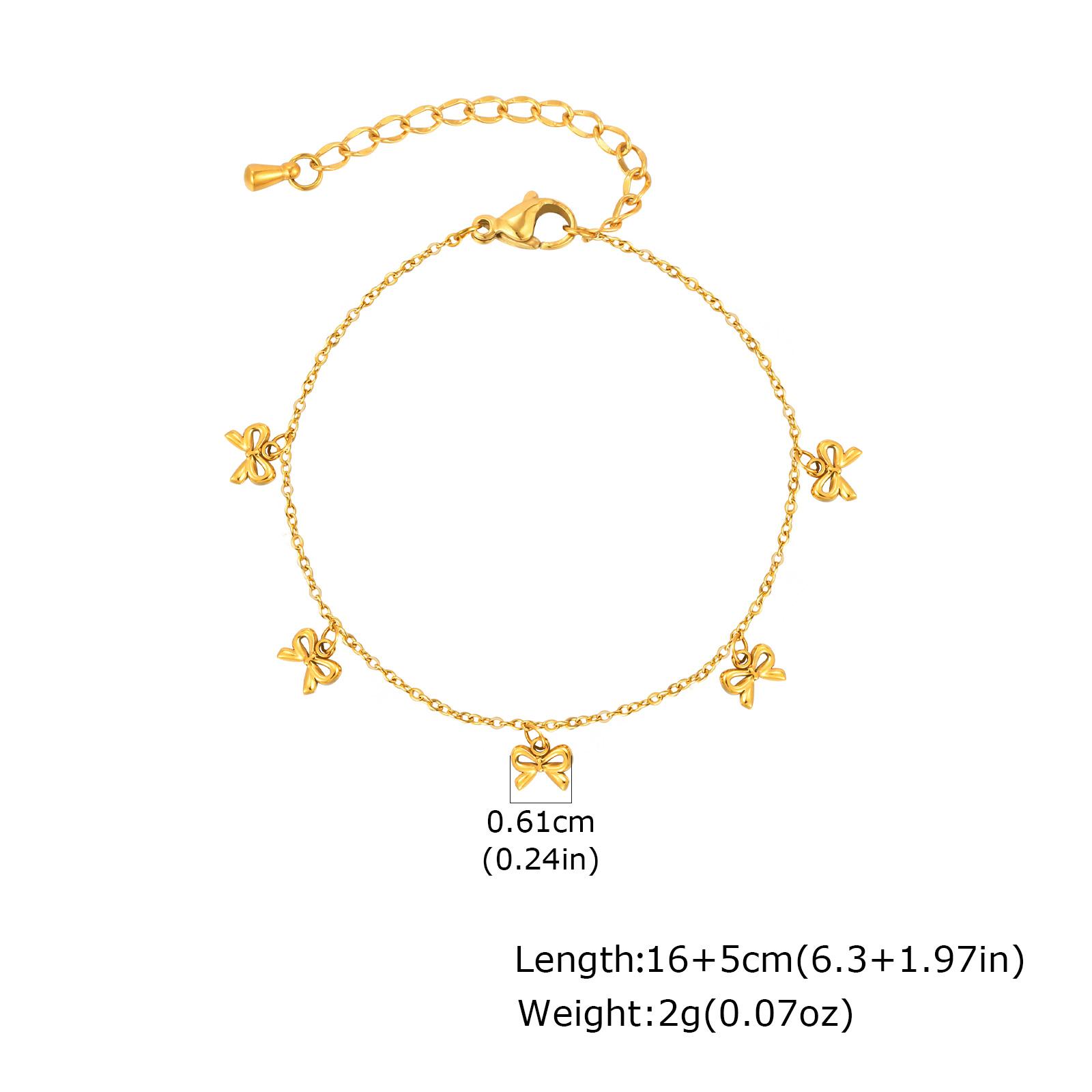 

Dainty Bowknot Bracelet for Women, 18K Gold Plated Stainless Steel Adjustable Chain Zircon Bow Bracelet, Non-fading Jewelry Gift