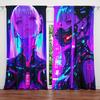 2pcs Cyberpunk Anime Girl Print Curtains – Modern Home Decor for Bedroom   Office   Kitchen   Living Room & Study
