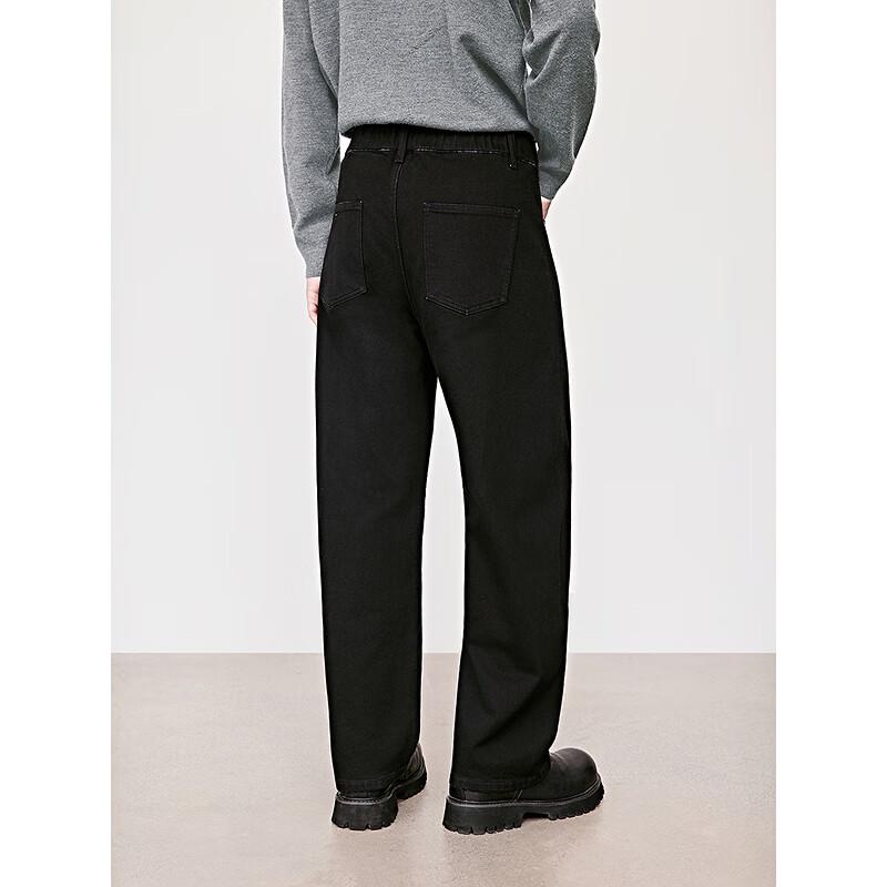 GXG Men's Black Volcanic Fleece Lined Loose Straight Leg Jeans