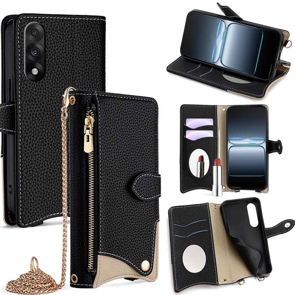 For OnePlus Ace 5 Ultra 5G Leather Case Wallet Stand Cover Irregular Tail Style with Chain Strap
