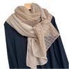 Lightweight Linen Blend Lace Scarf Women Bohemian Style Shawl In Beige Gray Blue 200x100cm Wrap