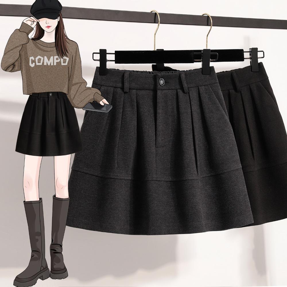 DIMANAF Plus Size New Skirts Women Short Loose Casual Elastic Waist Fashion Lady 2025 Winter Bottoms