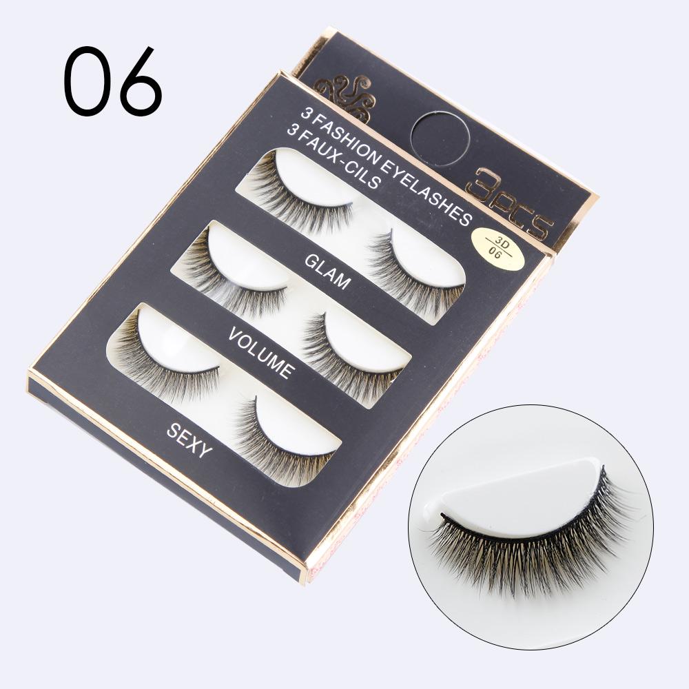 3Pairs Natural False Eyelashes 3D Mink Lashes Eyelash Extension Makeup False Lashes Kit