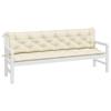 VidaXL Lot de 2 Coussins de Banc de Jardin, Revêtement de Banc avec Jeux de Cordes, Coussin d'Extérieur Imperméable, Blanc 361737