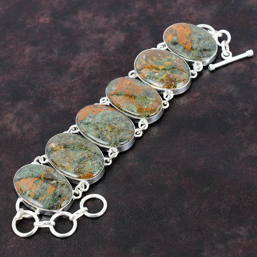 Spessartine Garnet In Limestone Bracelet 925 Sterling Silver Bracelet Handmade Adjustable Chain Bracelet Gemstone Jewelry Anniversary Gifts