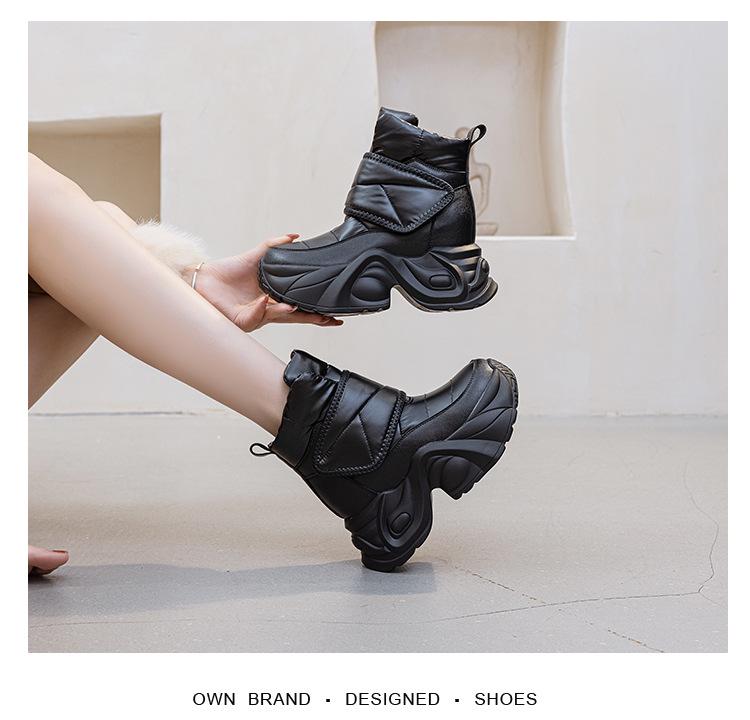 Women's 2025 Winter Ankle Boots: Warm Fleece-Lined Platform with 10CM Height Boost