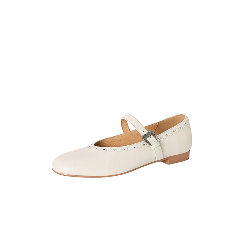 Mode Neue Frühling/Sommer Echtleder Damen Schuhe Schuhe mit runder Spitze für Damen Mode Nieten Mary Jane Schuhe Niedriger Absatz Damen Pumps