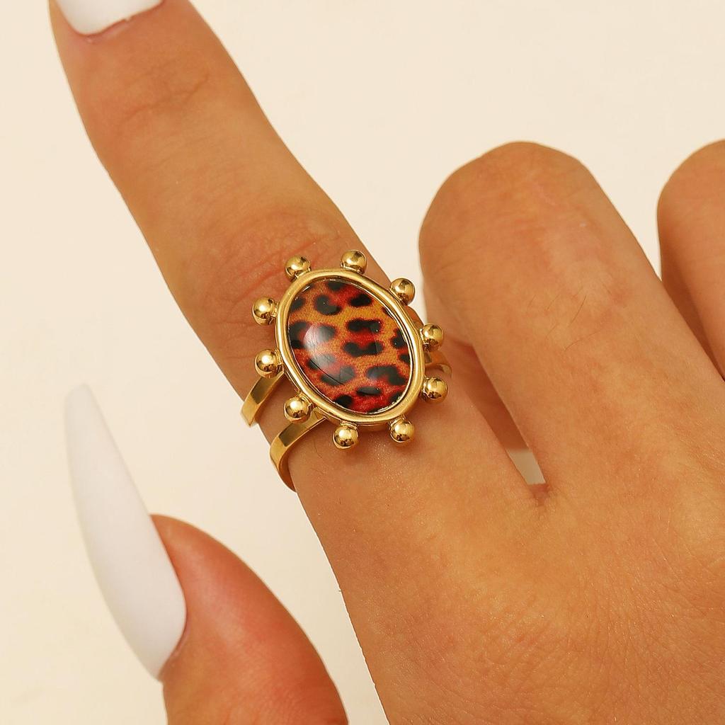 Vintage Turquoise Stainless Steel Open Finger Ring for Women
