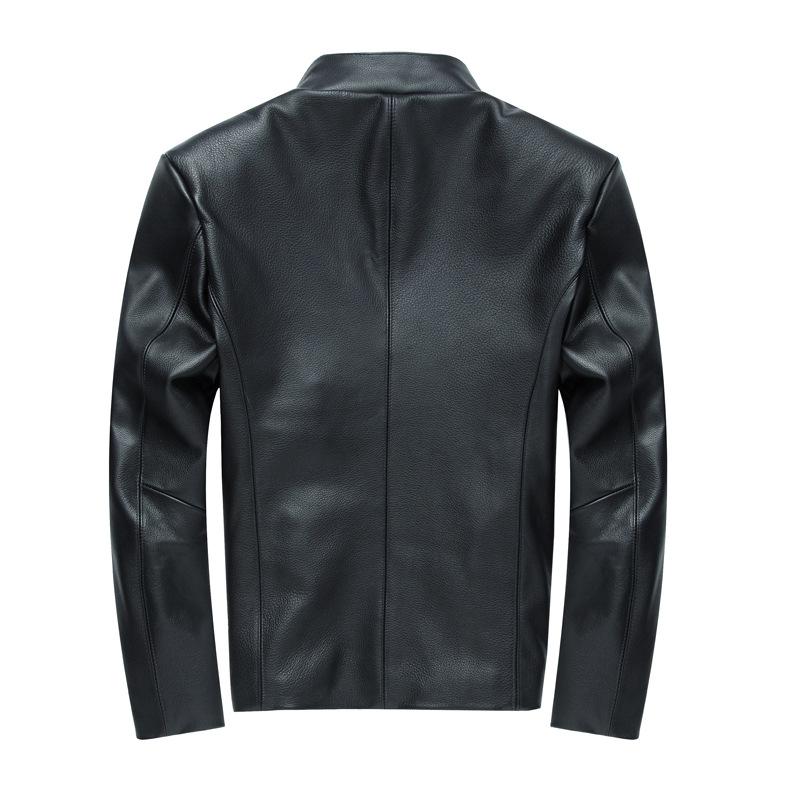 Весенне-осенняя кожаная мотоциклетная короткая кожаная куртка для молодых мужчин — фото 2