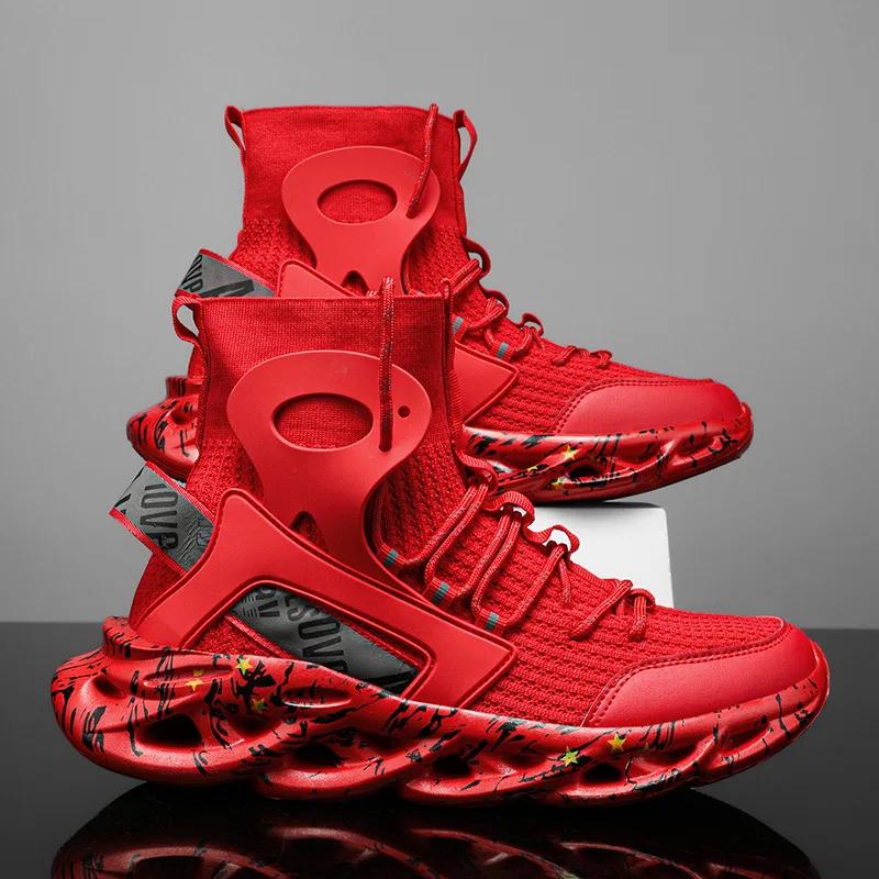 New Exquisite Men's Sneakers High Top Trend Versatile Casual Shoes Mesh Breathable Lightweight Sports Running Shoes