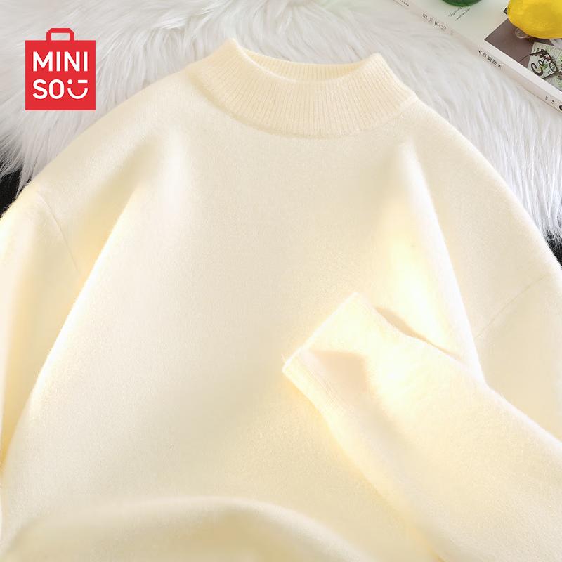 

MINISO Men s Fleece-Lined Mock Neck Knit Sweater 2XL