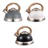 Whistling Kettle Tea Maker Cookware for Stovetop Top with Wood Folding Handle