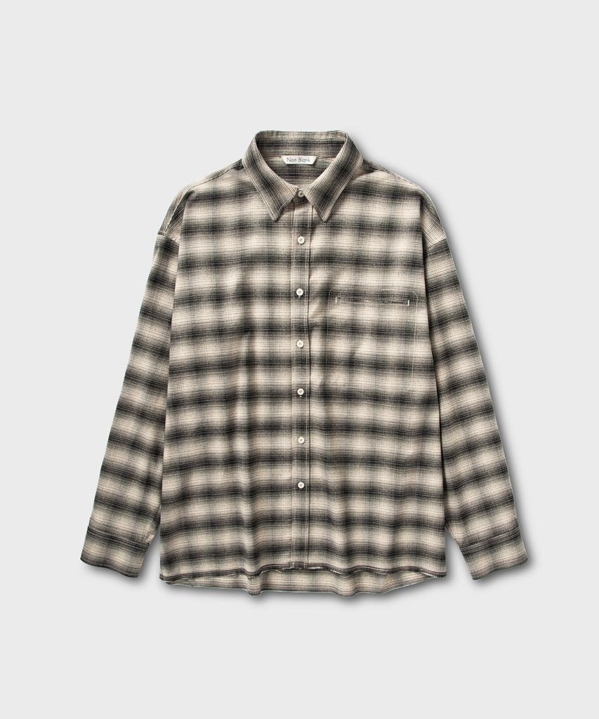 NONBLANK Flannel Ombre Check Shirt_Ivory
