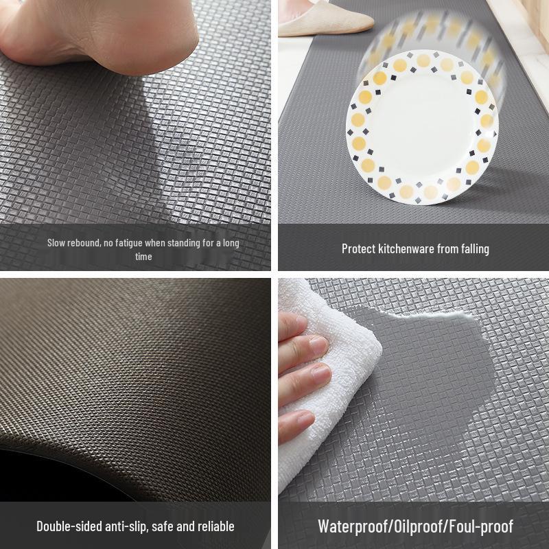 Waterproof Non-slip PVC Floor Mat: Oil-proof, Wipeable Leather, Dirt-resistant, Anti-fatigue.